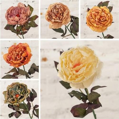 1Bunch Peony flowers beautiful retro peony artificial flower silk fake bouquet for family wedding DIY decoration