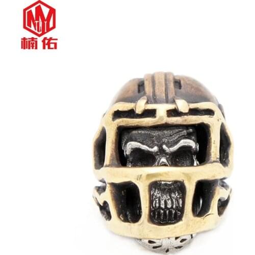 1PCS Bronze + Cupronickel Skull Rugby EDC paracord Knife Bead Handmade DIY Keychain Accessories
