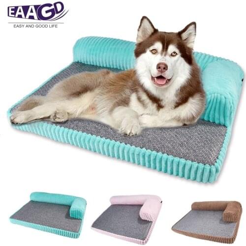 1Pcs Pet Bed Square Pet Sofa Corduroy Pet Bed, for Cats and Dogs, Removable and Washable