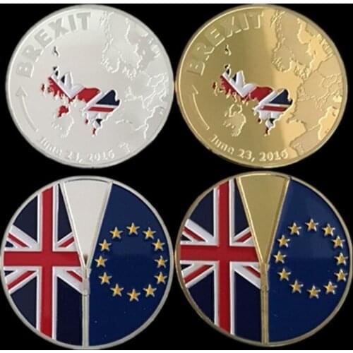 10 pcs The brand new UK British leave the European Union BREXIT 24 K real gold silver plated souvenir decoration coin