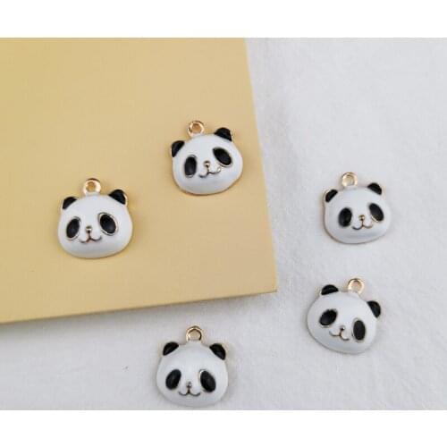 10pcs Animals Enamel Alloy Charms Cute Panda Head Charm Pendants Fit Earring Bracelet DIY Jewelry Accessories Phone Case Decor