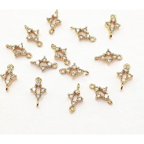 New arrival!13x7mm 100pcs Cubic Zirconia Connectors for Handmade Necklace Earring Making DIY Parts,Jewelry Findings & Components