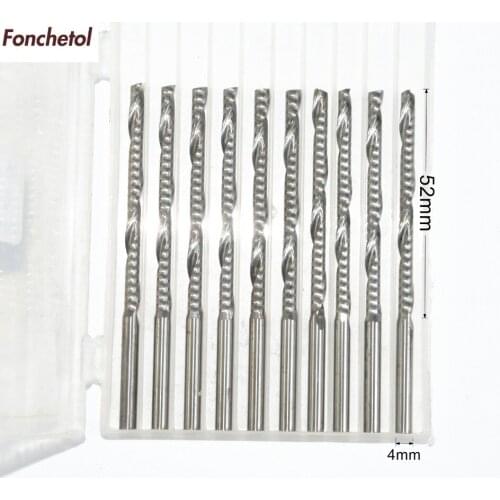 4mm*52mm-10pcs CNC solid carbide End Mill, tungsten steel woodworking router bit,1 Flute milling cutter,MDF,acrylic,PVC