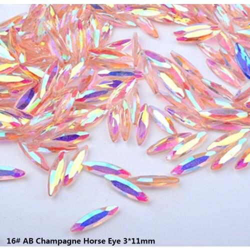 50pcs 3*11mm 17 Kinds Clear AB Horse Eye Crystal Rhinestones 3D Sharp Glitter Nail Art Decorations Charm Manicure Accessories