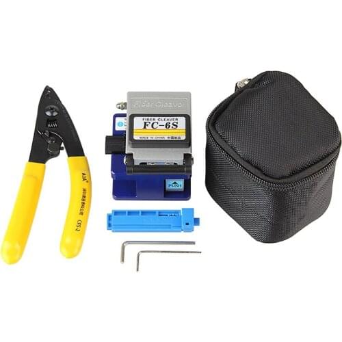 Free shipping Fiber Optic Tool 3 in 1 FTTH Splice fiber optic tool kits Fibre stripping and FC-6S fiber cleaver