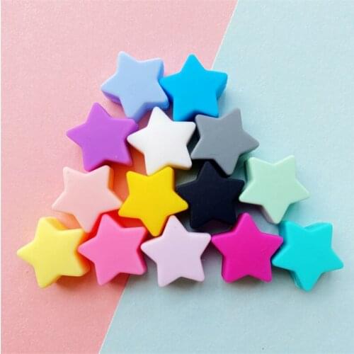 30PCS BPA Free Silicone Star Beads Food Grade Silicone Teething Beads Accessories silicone rodent DIY Pacifier Chain Pendant