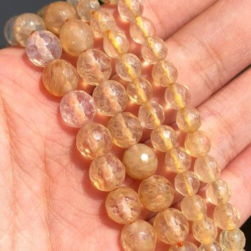 4-10mm Faceted Yellow Citrines Quartzs Stone Beads Natural Loose Spacer Beads for Jewelry Making DIY Bracelet Accessories 15