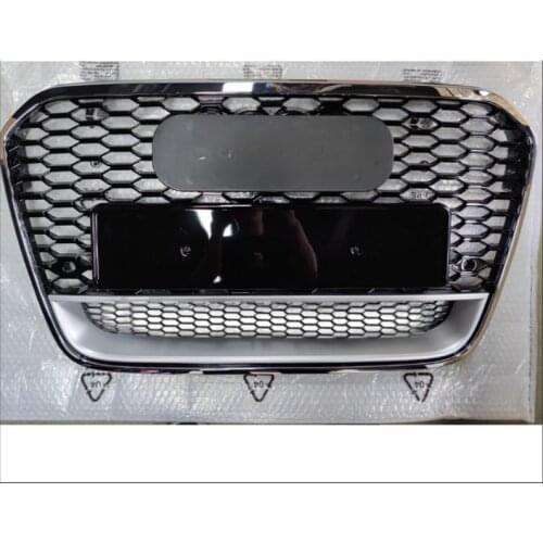 For RS6 Style Front Sport Hex Mesh Honeycomb Hood Grill Chrome Black for Audi A6/S6 C7 2012 2013 2014 2015 For Quattr0 Style