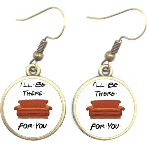 Friends TV Show Earrings Classic Scene Central Perk Logo 16mm Glass Cabochon Drop Earrings Charm Jewelry For Good Friends Gift