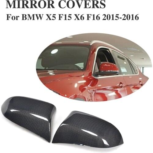 F15 Carbon Fiber Mirror Covers for BMW X5 F15 X6 F16 2015-2016 Rearview Mirror Caps Car Tuning Parts Replacement Style Side Wing