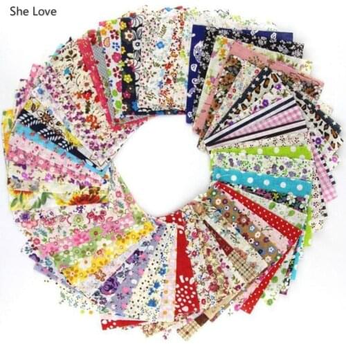 Chzimade 50Pcs/lot Mixed Dots Stripe Floral Pattern Printed Fabric 10x10cm Cotton Fabric For Patchwork Dress Texitle Materials