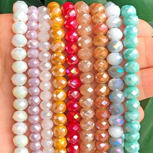 AAA Faceted AB Colors Rondelle Crystal Glass Beads Loose Spacer Beads For Diy Jewelry Making Bracelet Accessories Findings 15"