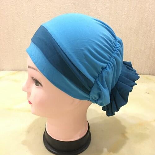 H1051 fashion full cover turban hijab muslim scarf hat with one flower on back