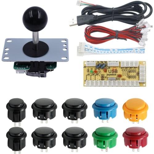 SJ@JX Arcade Game Controller Button Microswitch 8 Way Joystick Zero Delay USB Encoder DIY Kit for PC MAME Retropie Raspberry Pi