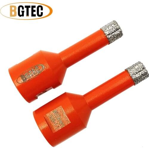 BGTEC 2pc 10mm Vacuum brazed diamond Dry drilling bit porcelain tile granite Drill core bit 5/8-11 connection Hole Saw Cutter