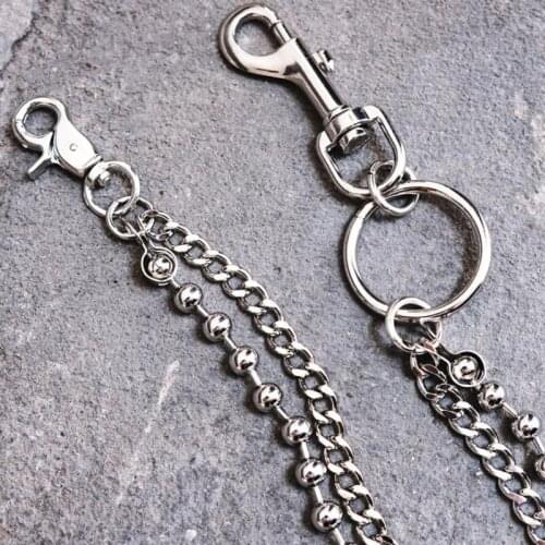 Mens double metal chain Key Jean Wallet Chain tassel Waist Punk Hook Trousers Pant Belt Chain hip hop Jewelry
