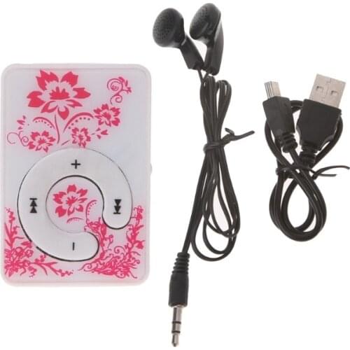 ANENG Mini Clip Floral Pattern Music MP3 Player 32GB TF Card With Mini USB Cable + Earphone Dropshipping
