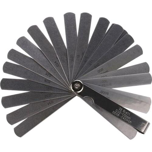 Blades Combination Feeler Gauge 0.02-1.0mm Clearance Gauge Thickness Gauge 32pc Metric British System