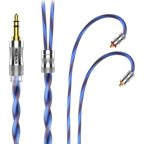 NiceHCK BlueIsland 5N Litz high-end OCC Silver Plated Coaxial Headset Cable 3.5/2.5/4.4mm MMCX/QDC/2Pin for ST-10S EBX21 Mojito