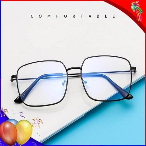 Blue Light Filter Glasses Men Women Anti Eyestrain Fashion Square Frame Eyewear Block Blue Ray Alloy Computer Game Eyeglasses