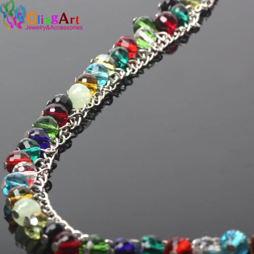 OlingArt 8MM Multicolor mixed Crystal glass Earth Beads 70pcs 96 faceted Bead DIY Bracelet choker necklace jewelry making 2019