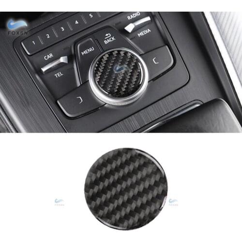 For Audi A4 B9 A4L 2017 2018 Carbon Fiber Car Center Gear Control Panel Multimedia Switch Knob Cover Trim