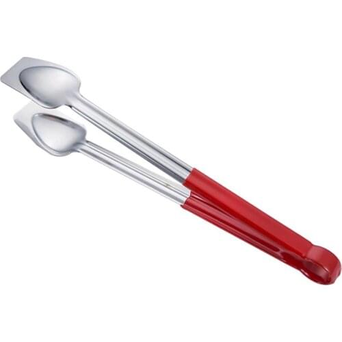 1 Pc Food Grade Food Tongs Stainless Steel Heat Resistant BBQ Clamp With Plastic Handle Non-Slip Salad Vegetable Clip For Buffet