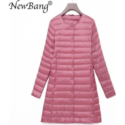 NewBang 4XL Down Jacket Female Long Duck Down Jacket Women Lightweight Warm Linner Slim Portable Single Breasted Coat