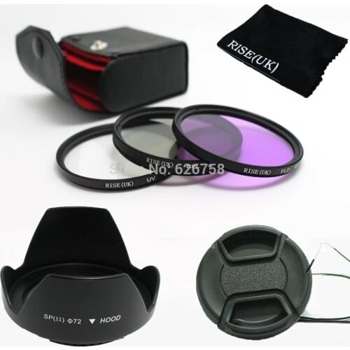 RISE(UK) 72mm UV CPL FLD Filter Kit + Petal Flower Lens Hood + Center-Pinch lens cap for canon nikon pentax sony camera