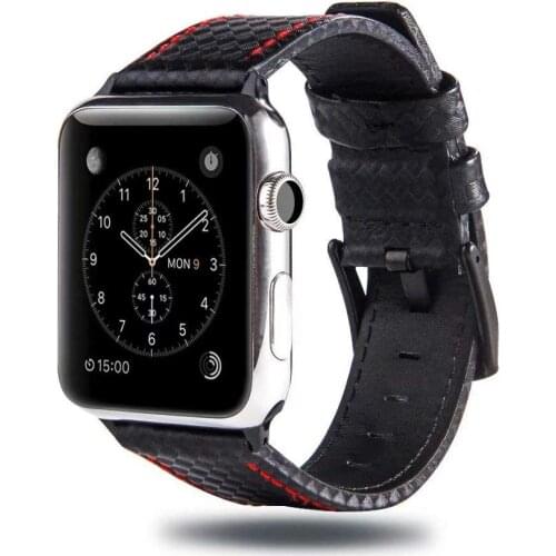 Luxury Strap for Apple Watch Band 44 mm 40mm iWatch Band 42mm 38mm Carbon Fiber+Leather Watchband Bracelet Apple Watch 4 3 2 1