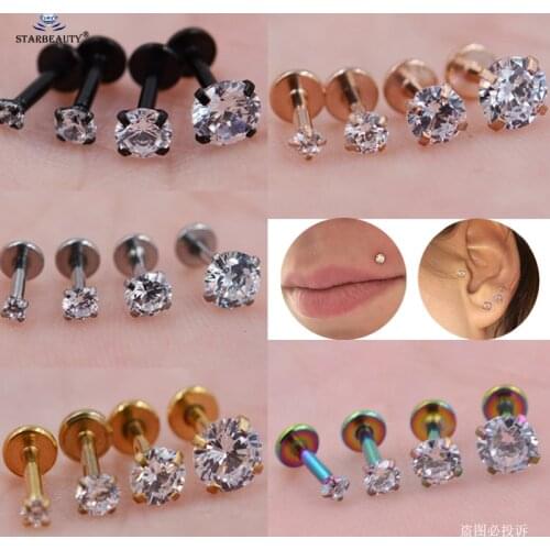 4 pcs/lot Hot 1.2x8mm Round Bijoux Nose Piercing Helix Earrings Lip Tragus Piercing Labret Nose Ring Pircing de Orelha Jewelry