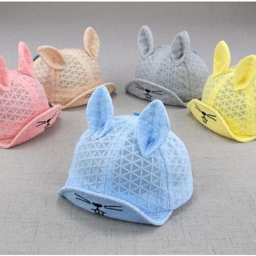 Cartoon Cat Newborn Baby Hat Summer Breathable Mesh Baby Boys Girls Cap With Ear Cute Kids Visor Caps Sun Hats Baby Bonnet