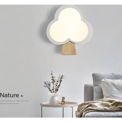 Nordic wall lamp solid wood bedroom wall lamp modern minimalist macaron background wall lamp creative aisle led bedside lamp