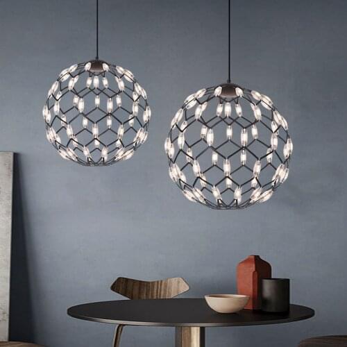 Postmodern Black/White LED pendant lights Iron Ball hanging lamp Nordic Living room home deco fixtures bedroom villa luminaires