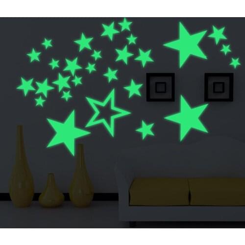 Luminous star cute cartoon carved wall stickers hot selling fluorescent stickers cross border popular home decoration
