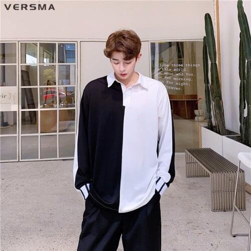 VERSMA Korean Style Harajuku Ulzzang Vintage Patchwork T-shirt Men Hip Hop Streetwear Gothic Punk Rock Long Sleeve T Shirt Women