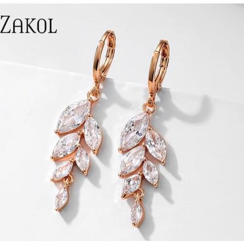 ZAKOL Fashion Bijoux Anti-allergic Cubic Zirconia Hoop Earrings for Women Shinny Crystal Bridal Wedding Dropshipping Jewelry