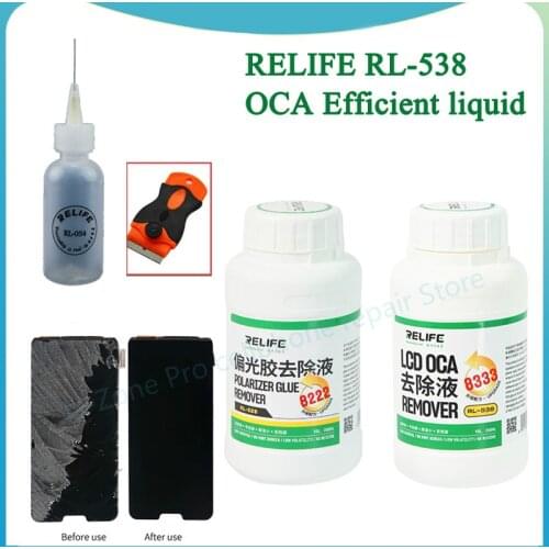 RELIFE RL-538 OCA Efficient liquid remover Touch Screen Removing Liquids Repair Glue Fluid PCB Cleaning for Iphone Sumsung+knife
