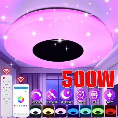 2021 New Upgrade 200W LED Music Ceiling Lamp 34cm RGBW Bedroom Light with Remote Control bluetooth Speaker Home Party Lighting