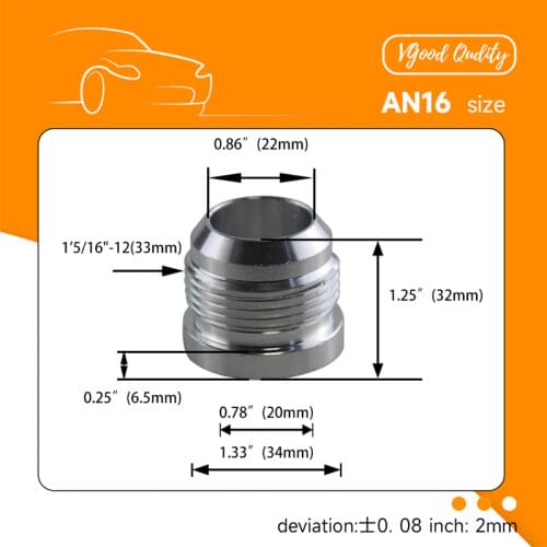 4pcs Aluminum Male Weld Bung Adapter Fitting -16 AN /16AN