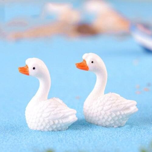 5PCS White Goose Goosey Goosie Swan Cygnus Small Statue Home Decoration Accessories Miniature Decor Crafts Figurines