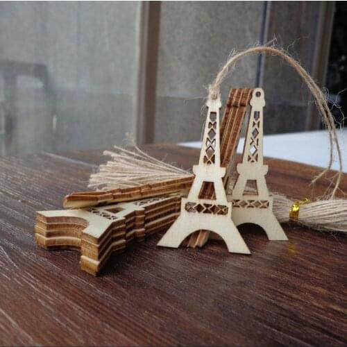100pcs Wooden Gift Tag 5.9x3.4cm Tower Shape Wood Hang Tag, Party Deco Wood Cards Strings included