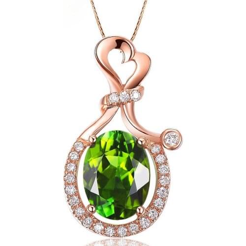 EMERALD PENDANT NECKLACE FOR WOMEN GEMSTONE OLIVE GREEN CRYSTAL ROSE GOLD ZIRCON DIAMONDS JEWELRY PARTY CHOKER BIRTHDAY GIFT