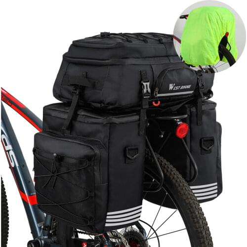 WEST BIKING 3 In 1 Mountain Road Bicycle Bike Trunk Bags Cycling Double Side Rear Rack Tail Seat Pannier Pack Luggage Carrier