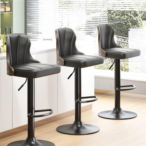 Nordic Wrought Iron Bar Chair for Kitchen Restaurant Lift Swivel Bar Stools Modern Minimalist Home Coffee Backrest High Chairs