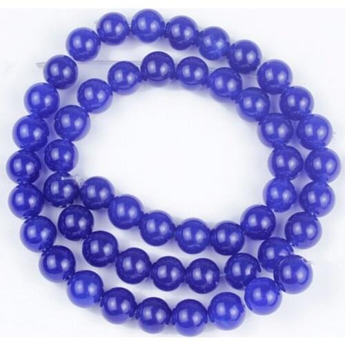Natural Stone Beads B Color Dark Blue Agate Round Smooth Loose Beads for Making DIY Bracelet Earrings Accessories4/6/8/10/12mm