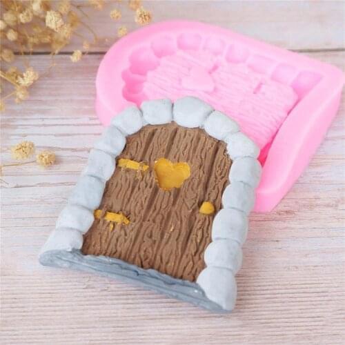 Wooden Door pastoralism timber forest Shape 3D silicone mold fondant mold cake decorating tools chocolate gumpaste mold