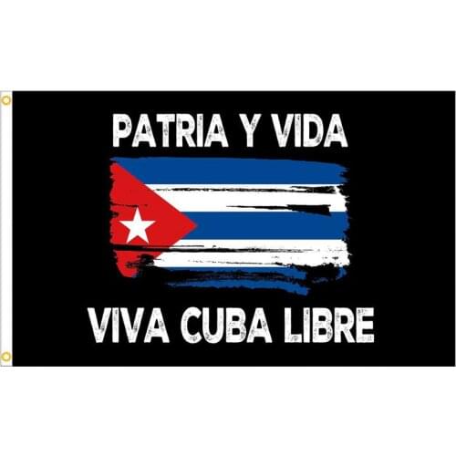 90x150cm Cuban Flag Cuban Proud Flag PATRIA Y VIDA, VIVA CUBA LIBRE FLAG Polyester Durable Garden Banner For Patio Yard Decor