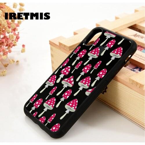 Iretmis 5 5S SE 6 6S TPU Silicone Rubber Phone Case Cover for iPhone 7 8 Plus X Xs 11 12 MINI Pro Max XR Mushroom Pattern