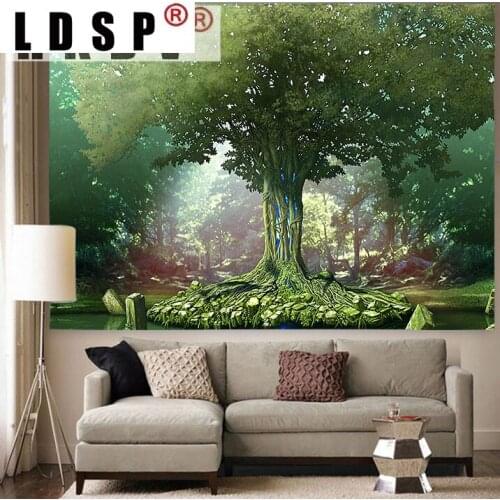 LDSP Trippy Tree Tapestry Psychedelic Amusement Park Night Scene Art Wall Hanging Tapestries for Living Room Home Dorm Decor